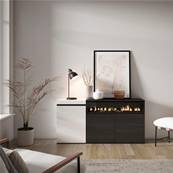Aparadores para salón, Blanco y negro , Chimenea eléctrica