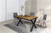 Mesa Comedor, 140x90x74 cm, Para 6 comensales, Muebles Comedor, Roble y negro
