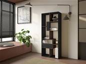 Librería estantería, 162x67x31cm, Con Almacenaje, Negro y Roble oscuro