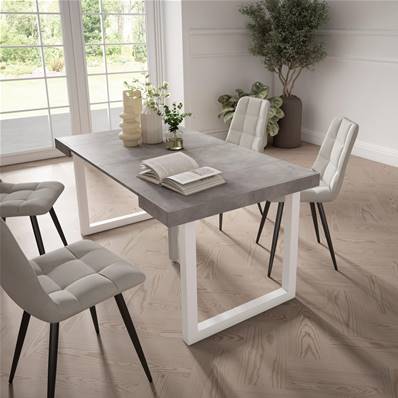 Mesa Consola extensible, Cemento, Patas madera maciza