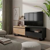 Mueble TV | Televisión, Roble y negro, Diseño industrial