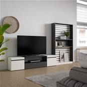 Muebles de Salón para TV, 310x186x35cm, Blanco y negro