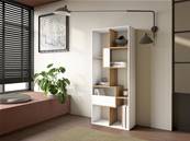 Librería estantería, 162x67x31cm, Con Almacenaje, Blanco y roble