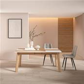 Mesa Comedor, Roble y blanco, Patas de madera