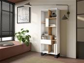 Librería estantería, 174x67x31, Diseño industrial, Blanco y roble
