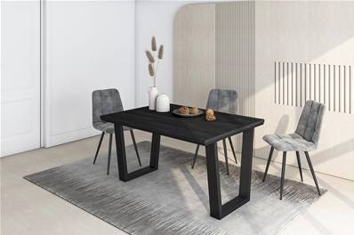 Mesa Comedor, 140x90x74 cm, Para 6 comensales, Muebles Comedor, Negro