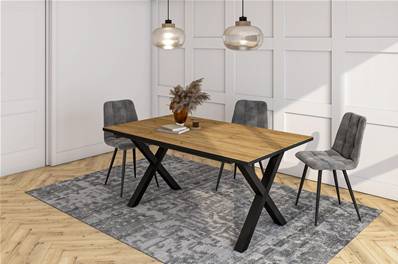 Mesa Comedor, 167x90x74 cm, Para 8 Comensales, Muebles Comedor, Roble y negro