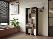 Librería estantería, 162x67x31cm, Con Almacenaje, Negro y roble