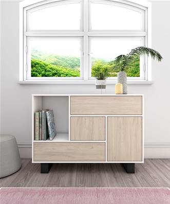 Buffet salón WIND Blanco y Roble