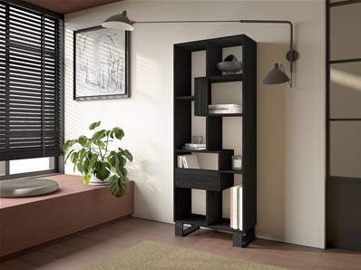 Librería estantería, 174x67x31, Diseño industrial, Negro