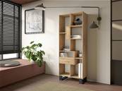 Librería estantería, 174x67x31, Diseño industrial, Roble