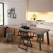 Mesa Consola extensible, Cemento, Patas de madera
