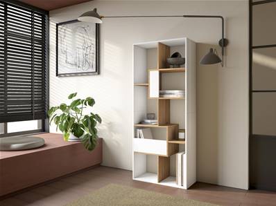 Librería estantería, 162x67x31cm, Con Almacenaje, Blanco y roble