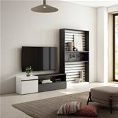 Muebles de Salón para TV, 260x186x35cm, Blanco y negro