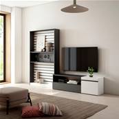 Muebles de Salón para TV, 260x186x35cm, Blanco y negro