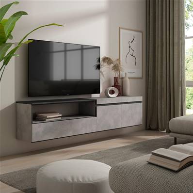 Mueble TV, Televisión, Cemento, Colgado, Suspendido