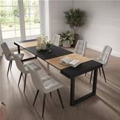 Mesa Consola extensible, Roble y negro, Patas madera maciza