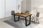 Mesa Comedor, 140x90x74 cm, Para 6 comensales, Muebles Comedor, Roble y negro
