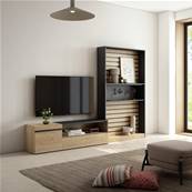 Muebles de Salón para TV, 260x186x35cm, Roble y negro