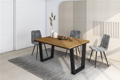 Mesa Comedor, 140x90x74 cm, Para 6 comensales, Muebles Comedor, Roble