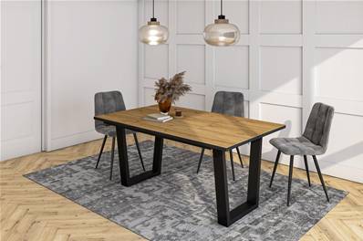 Mesa Comedor, 167x90x74 cm, Para 8 Comensales, Muebles Comedor, Roble y negro