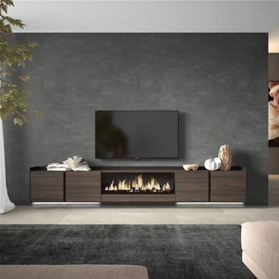 Mueble TV, Televisión, Chimenea eléctrica XXL, Colgado, Suspendido, LED