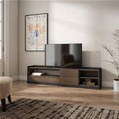 Mueble TV, Televisión, 207x50x37 cm, Para TV hasta 80", Con almacenamiento, Roble oscuro y Negro
