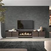 Mueble TV, Televisión, Chimenea eléctrica XXL, Colgado, Suspendido, LED