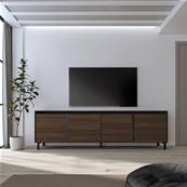Mueble TV, Televisión, 207x61x35 cm, Para TV hasta 80", Diseño industrial, Roble oscuro y Negro