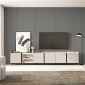 Mueble TV, Televisión, 309x61x35 cm, Para TV hasta 80", Diseño industrial, LED, Beige